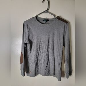 Lauren Ralph Lauren Womens Suede Elbow Patch Shirt with Zipper